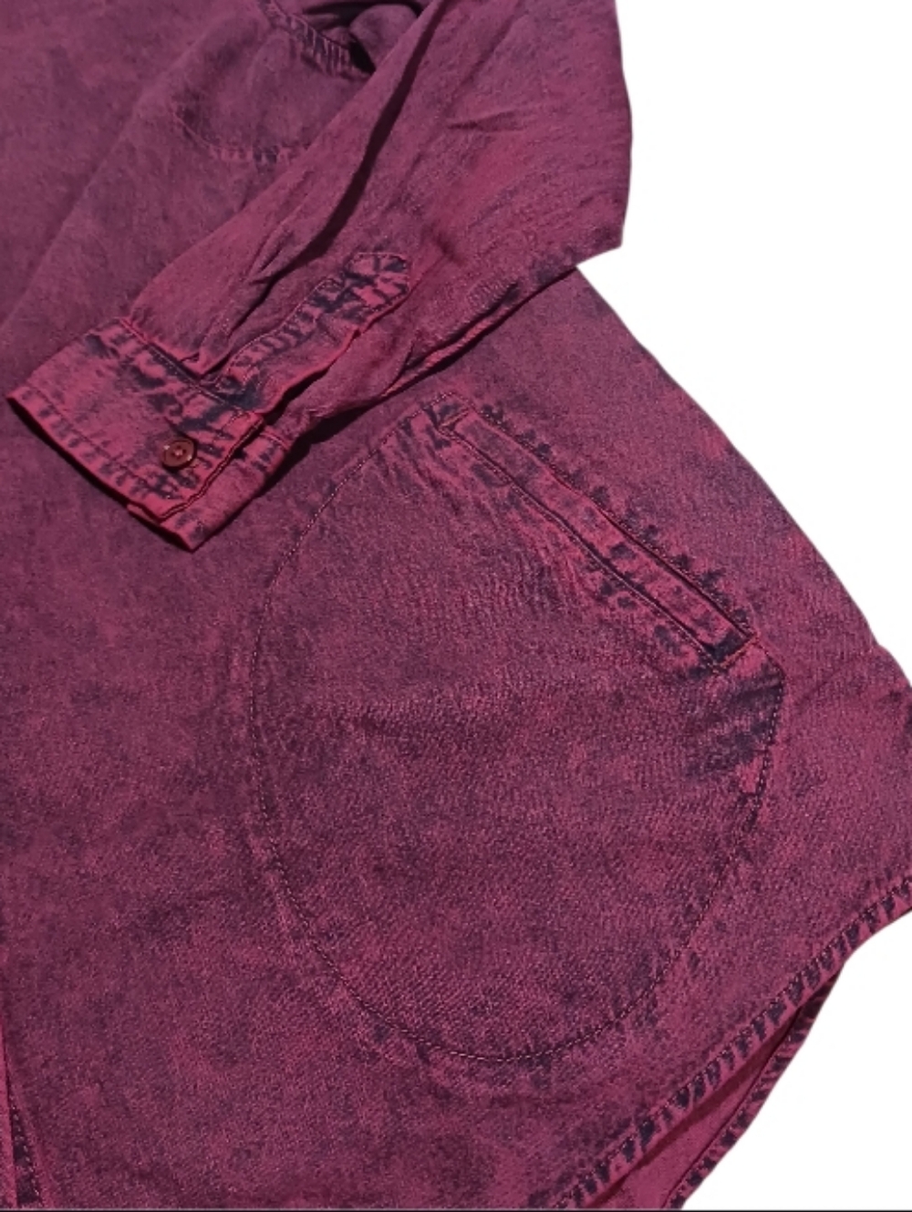 Vintage Washed Boyfriend Fit Denim Shirt Plum - Picture 6 of 8